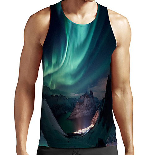 

Men's Unisex Tank Top Undershirt 3D Print Scenery Graphic Prints Plus Size Print Sleeveless Casual Tops Basic Fashion Designer Breathable Green