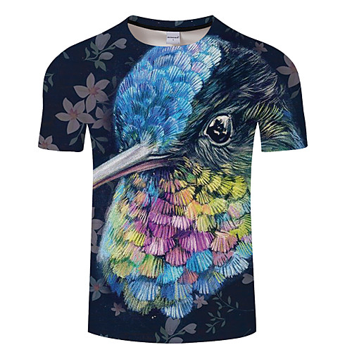 

Men's Unisex Tee T shirt 3D Print Graphic Prints Bird Animal Plus Size 3D Print Print Short Sleeve Casual Tops Basic Designer Big and Tall Black / Red Black / Gray Green