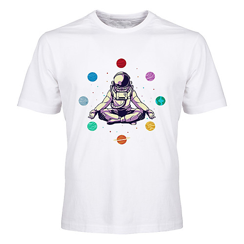 

Men's Unisex Tee T shirt Hot Stamping Graphic Prints Astronaut Plus Size Print Short Sleeve Casual Tops Cotton Basic Fashion Designer Big and Tall White Black Blue
