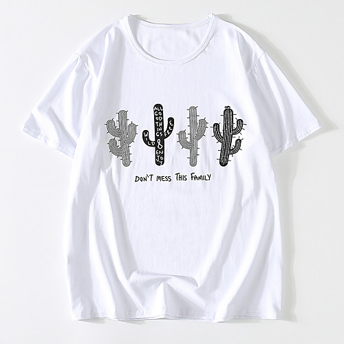 

Men's Unisex Tee T shirt Shirt Hot Stamping Graphic Prints Cactus Plus Size Print Short Sleeve Casual Tops Cotton Basic Fashion Designer Big and Tall Round Neck White / Summer