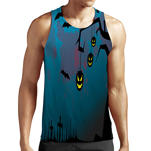 

Men's Unisex Tank Top Undershirt 3D Print Graphic Prints Bat Plus Size Print Sleeveless Casual Tops Basic Designer Big and Tall Blue