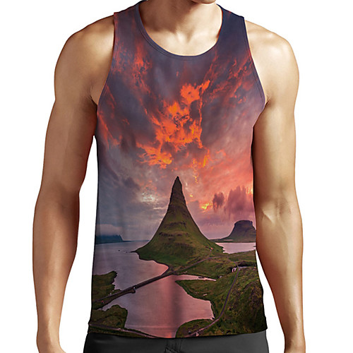 

Men's Unisex Tank Top Undershirt 3D Print Scenery Graphic Prints Plus Size Print Sleeveless Casual Tops Basic Fashion Designer Breathable Fuchsia