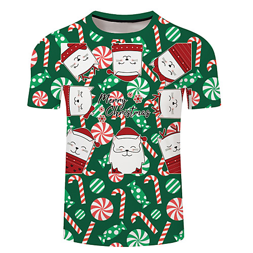 

Men's Unisex Tee T shirt 3D Print Cat Graphic Prints Plus Size 3D Print Short Sleeve Casual Tops Basic Designer Big and Tall White Red Blushing Pink
