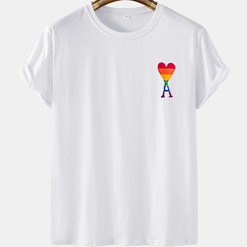 

Men's Unisex Tee T shirt Hot Stamping Heart Graphic Prints Letter Plus Size Short Sleeve Casual Tops 100% Cotton Basic Designer Big and Tall White Black Gray