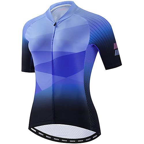

21Grams Women's Short Sleeve Cycling Jersey Summer Spandex Polyester Blue Stripes Bike Jersey Top Mountain Bike MTB Road Bike Cycling Quick Dry Moisture Wicking Breathable Sports Clothing Apparel