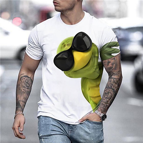 

Men's Tee T shirt Shirt 3D Print Graphic Prints Frog Print Short Sleeve Daily Tops Casual Designer Big and Tall Round Neck White / Summer