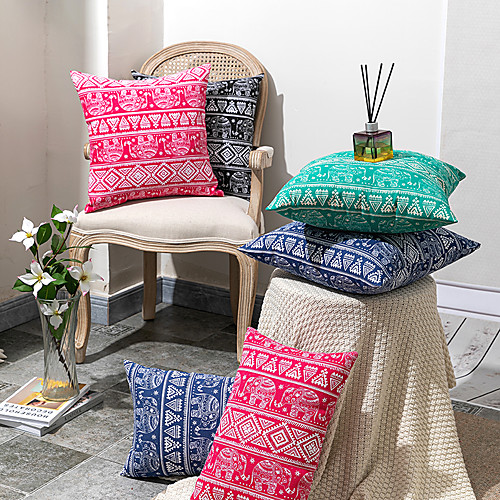 

Cushion Cover Bohemian Vintage Pattern Elephant Double-sided Printing Pillowcase