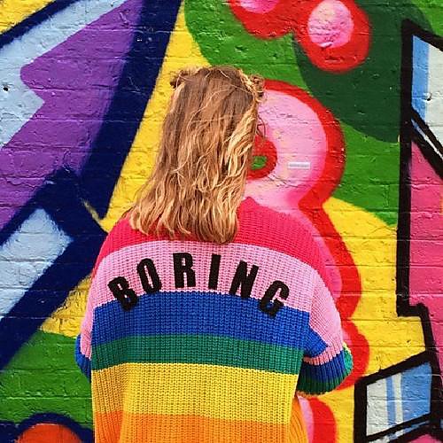 

cross-border women's clothing europe and the united states new rainbow stripes hit color v-neck sweater women's knitted cardigan large size mid-length coat