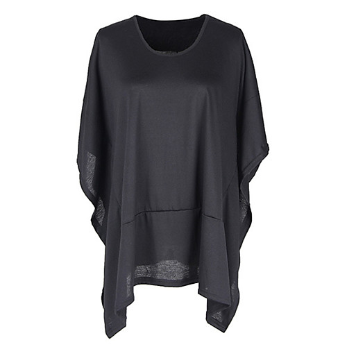 

Women's Plus Size Tops Blouse Plain Ruffle Short Sleeve Crewneck Black Big Size XL XXL 3XL 4XL 5XL