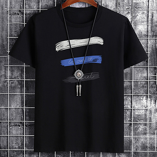 

Men's Unisex Tee T shirt Shirt Hot Stamping Graphic Prints Letter Plus Size Print Short Sleeve Casual Tops Cotton Basic Fashion Designer Big and Tall Round Neck White Black / Summer