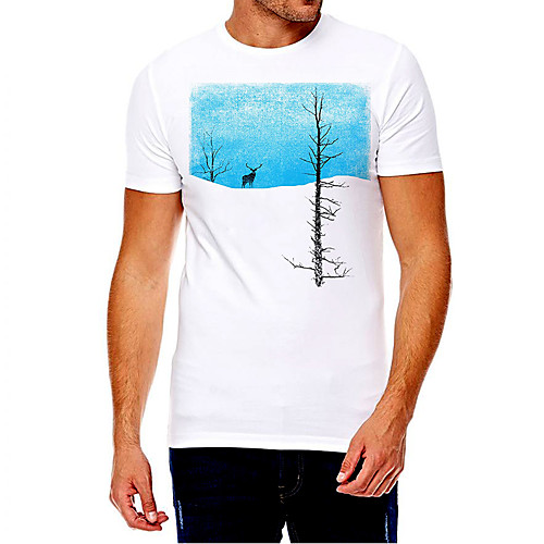 

Men's Unisex Tee T shirt Hot Stamping Graphic Prints Tree Plus Size Print Short Sleeve Casual Tops Cotton Basic Fashion Designer Big and Tall White