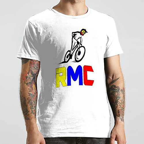 

Men's Unisex Tee T shirt Hot Stamping Graphic Prints Bicycle Old Man Letter Plus Size Print Short Sleeve Casual Tops Basic Fashion Designer Big and Tall White