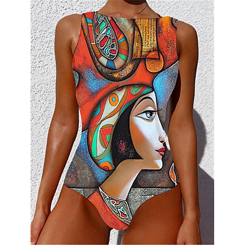 

Women's One Piece Monokini Swimsuit Tummy Control Slim Abstract Orange Swimwear Strap Bathing Suits New Casual Sexy / Padded Bras / Beach