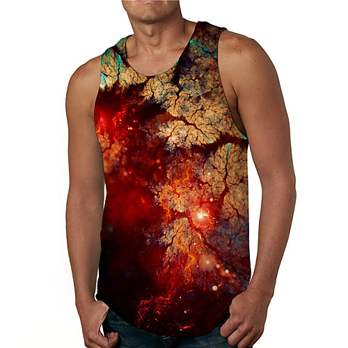 

Men's Tank Top Undershirt 3D Print Graphic Prints Interstellar Print Sleeveless Daily Tops Casual Designer Big and Tall Red