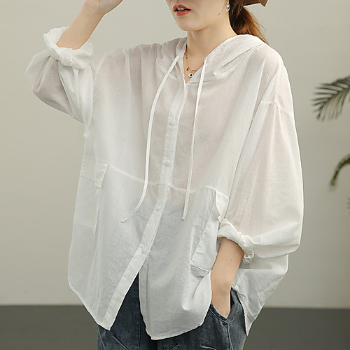 

Women's Coat Daily Wear Summer Regular Coat Regular Fit Casual / Daily Jacket Solid Color Others Purple White / Cotton