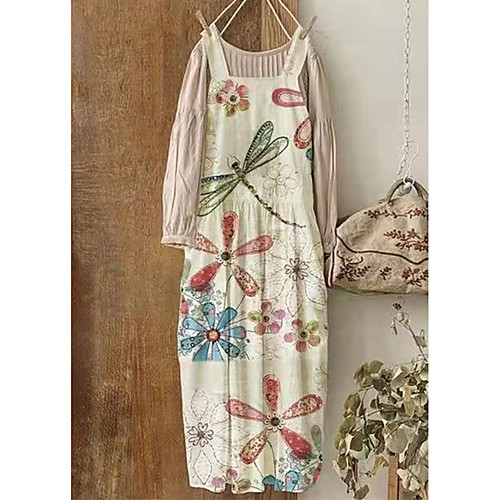 

Women's Swing Dress Midi Dress Photo Color Sleeveless Print Flower Spring Summer Casual / Daily 2021 M L XL XXL XXXL