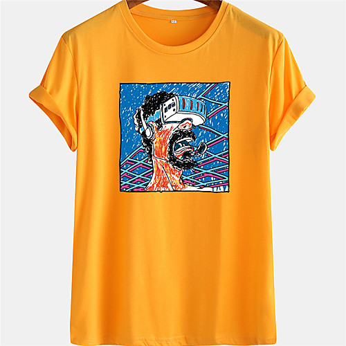 

Men's Unisex Tee T shirt Hot Stamping Graphic Prints Human Plus Size Short Sleeve Casual Tops 100% Cotton Basic Designer Big and Tall White Black Blue