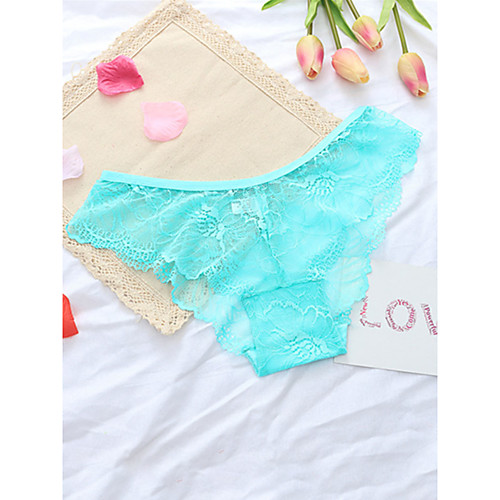 

Women's Lace Brief Micro-elastic Low Waist 1 PC Light Blue One-Size
