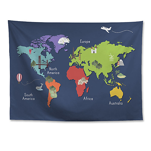 

Wall Tapestry Art Decor Blanket Curtain Hanging Home Bedroom Living Room Decoration Polyester World Map