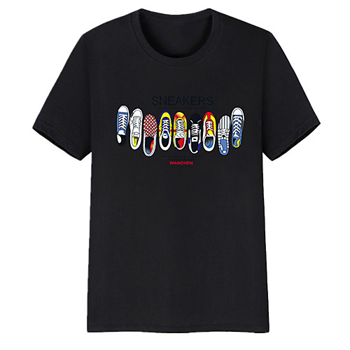 

Men's Unisex Tee T shirt Hot Stamping Graphic Prints Shoe Letter Plus Size Print Short Sleeve Casual Tops Cotton Basic Fashion Designer Big and Tall White Black Light gray