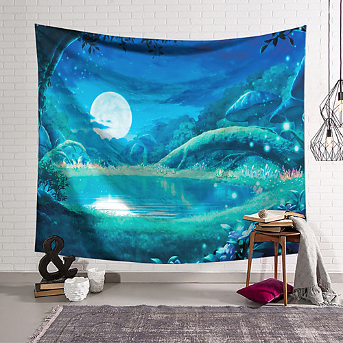 

Moon Fantasy View Wall Tapestry Art Decor Blanket Curtain Hanging Home Bedroom Living Room Decoration Polyester