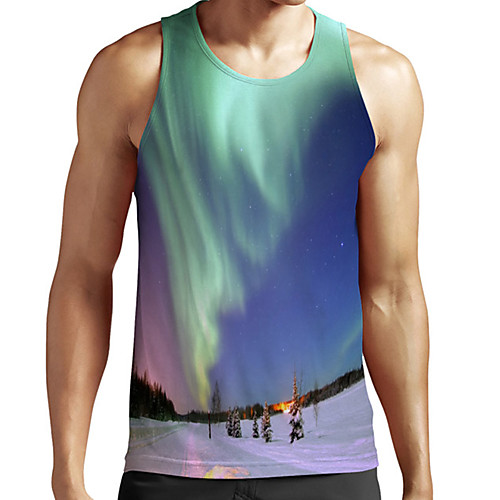 

Men's Unisex Tank Top Undershirt 3D Print Scenery Graphic Prints Plus Size Print Sleeveless Casual Tops Basic Fashion Designer Breathable Blue