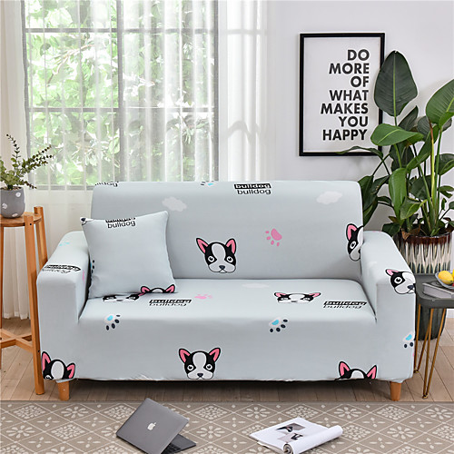 

Cartoon Pet Dog Print Dustproof All-powerful Slipcovers Stretch Sofa Cover Super Soft Fabric Couch Cover with One Free Boster Case(Chair/Love Seat/3 Seats/4 Seats)