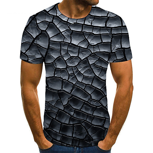 

Men's Unisex Tee T shirt 3D Print Graphic Prints Crack Plus Size Print Short Sleeve Casual Tops Basic Fashion Designer Big and Tall Gray