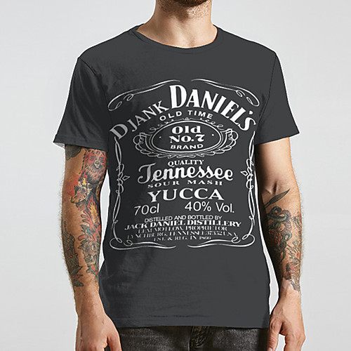 

Men's Unisex Tee T shirt 3D Print Graphic Prints Letter Plus Size Print Short Sleeve Casual Tops Basic Designer Big and Tall Dark Gray