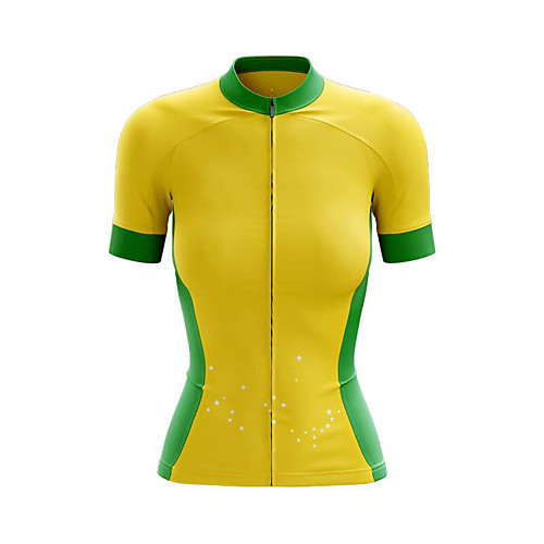 

21Grams Women's Short Sleeve Cycling Jersey Summer Spandex Polyester Yellow Patchwork Bike Jersey Top Mountain Bike MTB Road Bike Cycling Quick Dry Moisture Wicking Breathable Sports Clothing Apparel