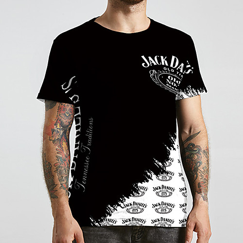 

Men's Unisex Tee T shirt 3D Print Graphic Prints Letter Plus Size Print Short Sleeve Casual Tops Basic Designer Big and Tall Black