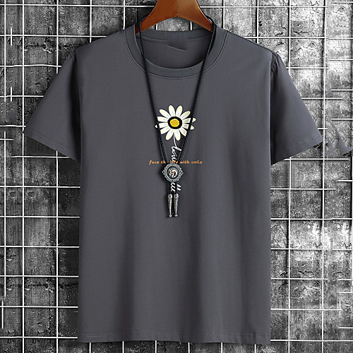 

Men's Unisex Tee T shirt Hot Stamping Floral Graphic Prints Plus Size Print Short Sleeve Casual Tops Cotton Basic Fashion Designer Big and Tall White Black Khaki