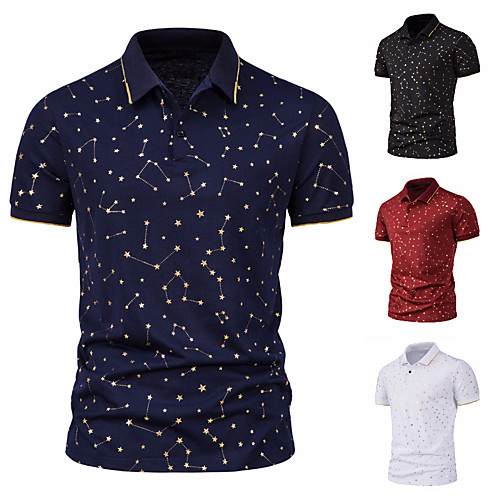 

Men's Golf Shirt Tennis Shirt Other Prints Graphic Short Sleeve Daily Tops Business Wine White Black / Summer