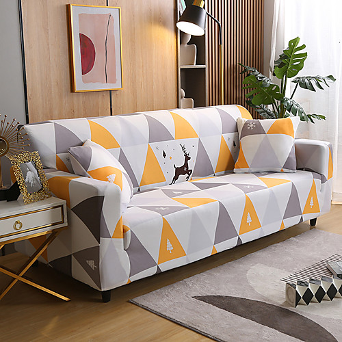 

Nordic Deer Sofa Cover 1-Piece Couch Cover Fit for 1-4 Seater L-shape Couch Soft Stretch Slipcover Spandex Jacquard Fabric Easy to Install(1 Free Cushion Cover)
