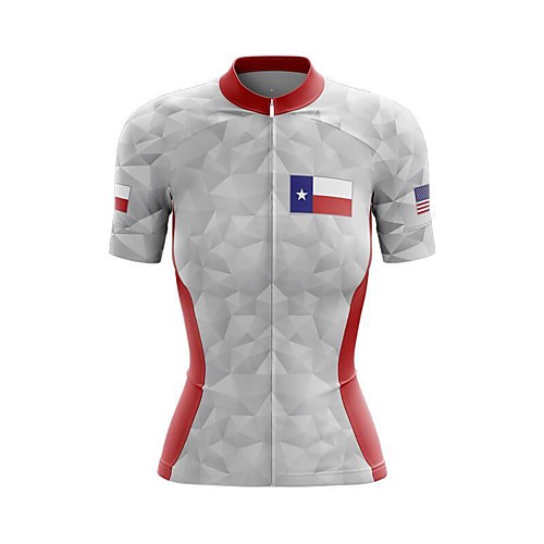 

21Grams Women's Short Sleeve Cycling Jersey Summer Spandex Polyester Red USA Bike Jersey Top Mountain Bike MTB Road Bike Cycling Quick Dry Moisture Wicking Breathable Sports Clothing Apparel
