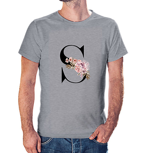 

Men's Unisex Tee T shirt Hot Stamping Floral Graphic Prints Letter Plus Size Print Short Sleeve Casual Tops Cotton Basic Fashion Designer Big and Tall White Black Wine