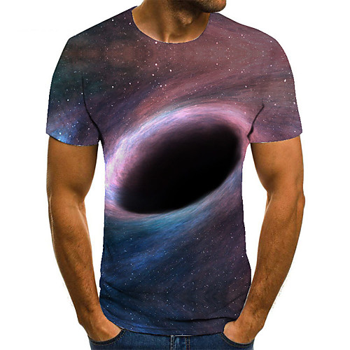 

Men's Unisex Tee T shirt 3D Print Graphic Prints Interstellar Plus Size Print Short Sleeve Casual Tops Basic Fashion Designer Big and Tall Blue