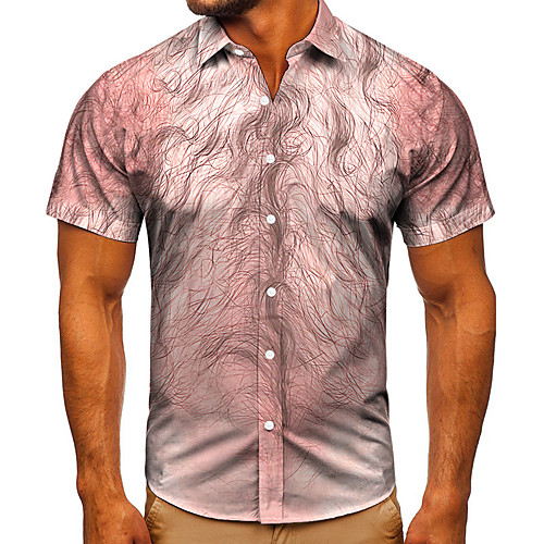 

Men's Shirt 3D Print Abstract Graphic Prints Button-Down Short Sleeve Street Tops Casual Fashion Classic Breathable Blushing Pink