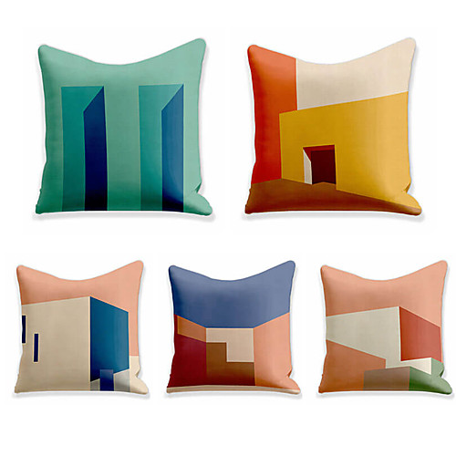 

Ins Double Side Cushion Cover 5PC Soft Geometric Decorative Square Pillowcase for Sofa bedroom Car Chair Superior Quality Outdoor Cushion for Patio Garden Farmhouse Bench Couch
