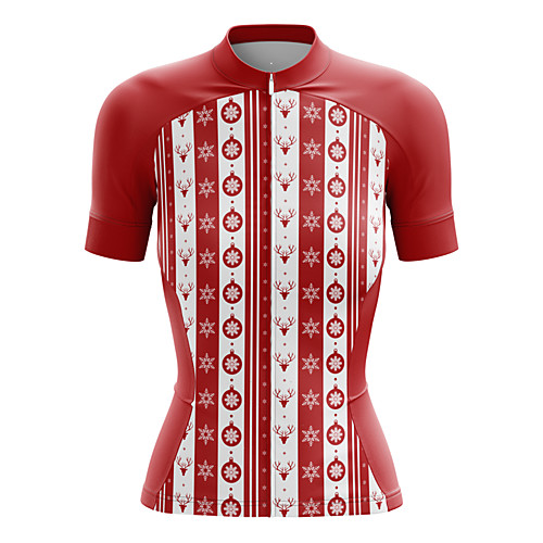 

21Grams Women's Short Sleeve Cycling Jersey Summer Spandex Polyester Red Stripes Bike Jersey Top Mountain Bike MTB Road Bike Cycling Quick Dry Moisture Wicking Breathable Sports Clothing Apparel