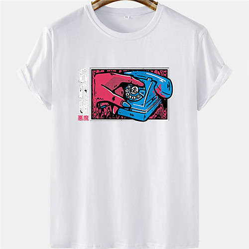 

Men's Unisex Tee T shirt Hot Stamping Graphic Prints Hand Phone Letter Plus Size Short Sleeve Casual Tops 100% Cotton Basic Designer Big and Tall White Black