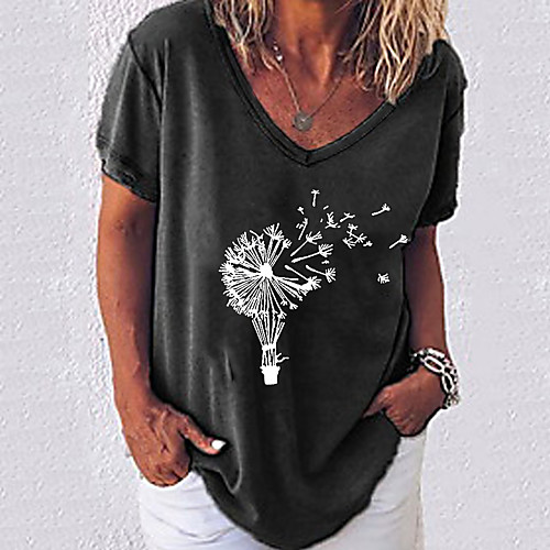 

Women's T shirt Geometric V Neck Tops White Blue Blushing Pink
