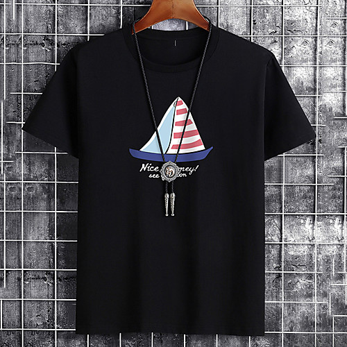 

Men's Unisex Tee T shirt Hot Stamping Graphic Prints Rudder Plus Size Print Short Sleeve Casual Tops Cotton Basic Fashion Designer Big and Tall White Black Khaki