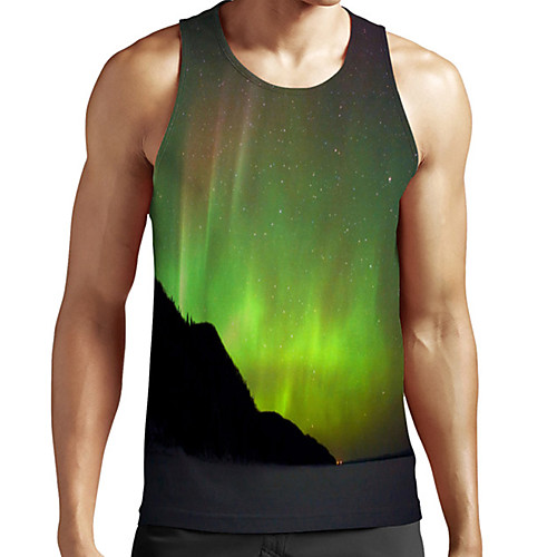 

Men's Unisex Tank Top Undershirt 3D Print Scenery Graphic Prints Plus Size Print Sleeveless Casual Tops Basic Fashion Designer Breathable Green