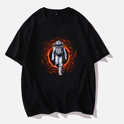 

Men's Unisex Tee T shirt Hot Stamping Graphic Prints Alien Plus Size Print Short Sleeve Casual Tops Cotton Basic Designer Cool Big and Tall White Black