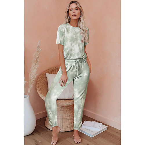 

Women's Basic Tie Dye Casual / Daily Home Two Piece Set Tracksuit T shirt Loungewear Jogger Pants Drawstring Tops