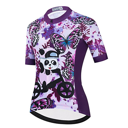 

21Grams Women's Short Sleeve Cycling Jersey Summer Spandex Polyester Purple Butterfly Panda Bike Jersey Top Mountain Bike MTB Road Bike Cycling Quick Dry Moisture Wicking Breathable Sports Clothing