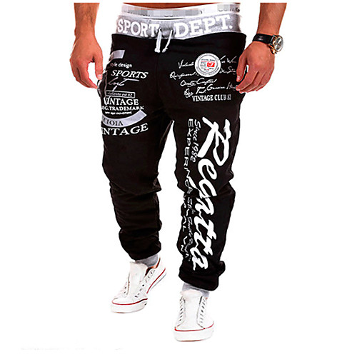 

Men's Casual Streetwear Breathable Sports Casual Weekend Chinos Pants Color Block Letter Full Length Black Blue Red Light Grey Gray
