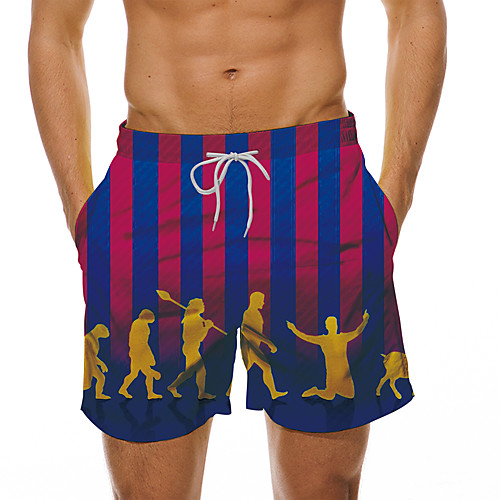 

Men's Casual Designer Quick Dry Breathable Soft Beach Swimming Pool Shorts Bermuda shorts Board Shorts Pants Abstract Graphic Prints Character Short 3D Print Drawstring Elastic Waist Blue / Summer