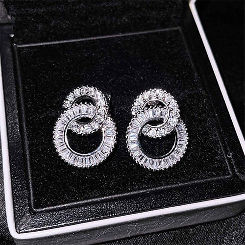 

Women's Cubic Zirconia Earrings Geometrical Fashion Fashion Earrings Jewelry White For Anniversary Party Evening Gift Festival 1 Pair